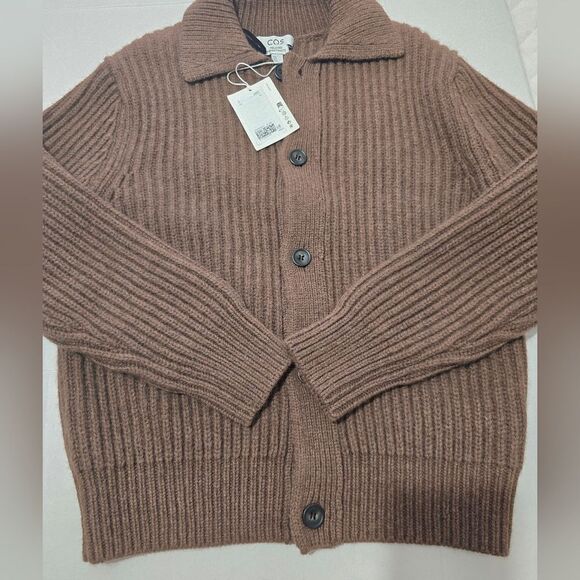 COS Alpaca Blend Ribbed Button Down Cardigan For Men Size XS - Picture 3 of 15